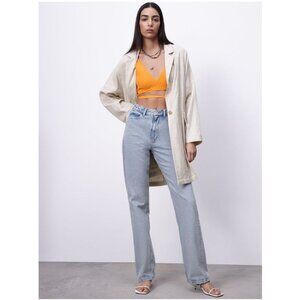 Zara womens long linen blend blazer